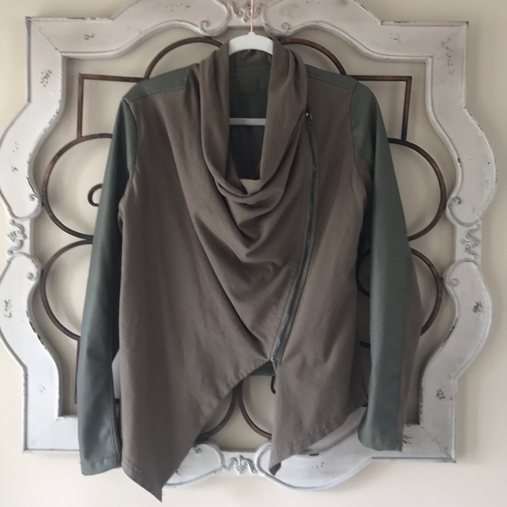 Blanknyc mixed media drape front jacket